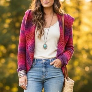 Point Zero Ombre Knit Shrug Cardigan Duster Boho Hippie Chic Y2K Cottagecore